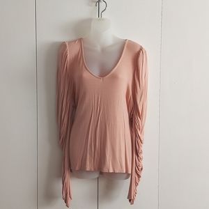 Eloquii Soft Pink V-Neck Ruched Long Sleeved Top Size 18/20